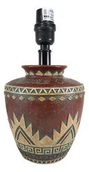 Indian Tribal Southwest Navajo Vector Red Petite Vase Table Lamp W/ Burlap Shade