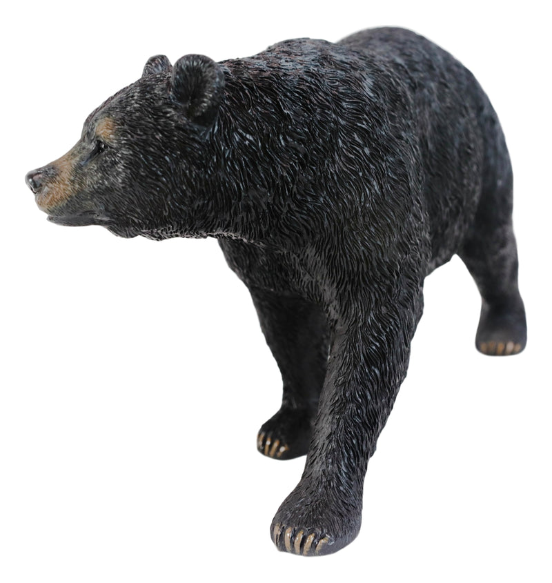 Rustic Western Cabin Lodge Realistic Black Bear Roaming The Woods Figurine 10"