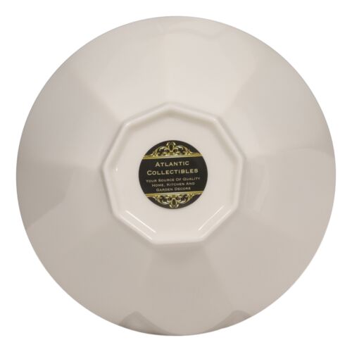 Ebros Contemporary Octagon White Jade Melamine Large 8"Dia Soup Salad Bowls 42oz Set 2