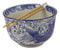 Ming Style Feng Shui Koi Fish 6"D Pho Ramen Soup Rice Bowl With Chopsticks Set