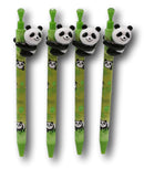 Pack Of 8 Panda Bear Cub Climbing On Bamboo Green Ballpoint Ball Black Ink Pens