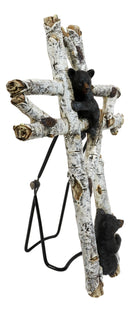 Rustic Western Black Bear Cubs Climbing On Birch Tree Wall Cross Decor Plaque