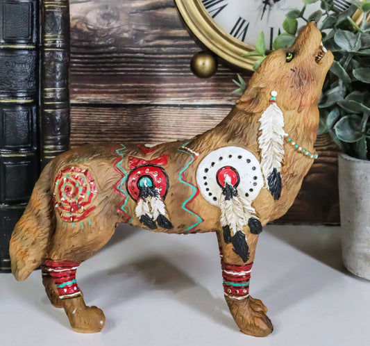 Tribal Warpath Native Howling Wolf Totem Spirit Figurine Collection 6.25"L
