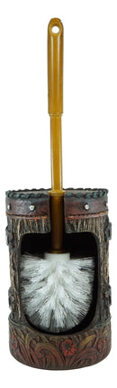 Country Rustic Western Blue Cross W/ Concho Toilet Brush and Sanitary Holder Set