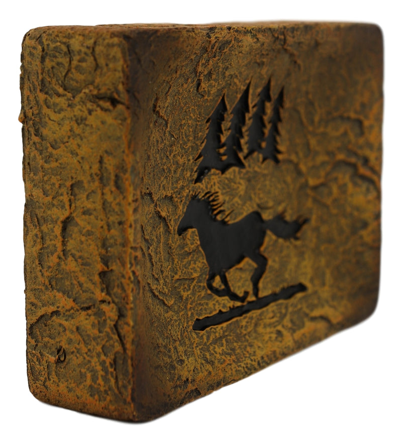 Rustic Western Mustang Horse Pine Trees Silhouette Bar Soap Dish Holder Figurine