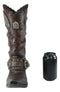 Rustic Western Cowboy Boot With Floral Concho And Spur Vase Planter Figurine 13"