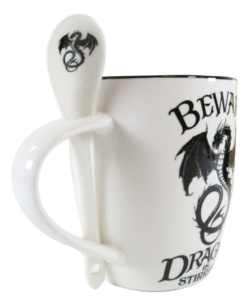 Ebros Altar Drake Beware Dragon Is Stirring Cocoa Tea Coffee Cup Mug And Spoon Set