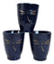 Japanese Zen Dragonfly Speckled Blue Porcelain 10oz Coffee Tea Cups Set of 6