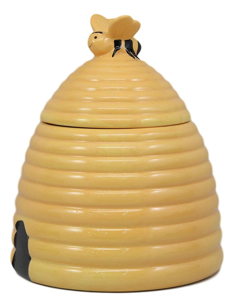 Ebros Rustic Wildlife Busy Honey Bumblebee Bee Hive Beehive Ceramic Cookie Jar 8"Tall