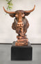Wildlife Bull Bust Statue On Base Bronze Electroplated Figurine Stock Market