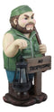 Grumpy Hunter With Shotgun And No Trespassing Sign Statue With Solar LED Light