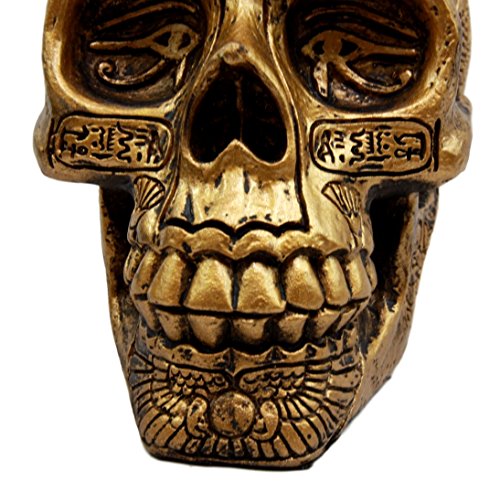 Ebros Gift Egyptian Gods and Kings Golden Nefertiti King TUT Ankh Skull Figurine 6.25" L