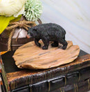 Ebros Rustic Forest Black Bear On Wood Base Soap Keys Coins Dish Resin Figurine