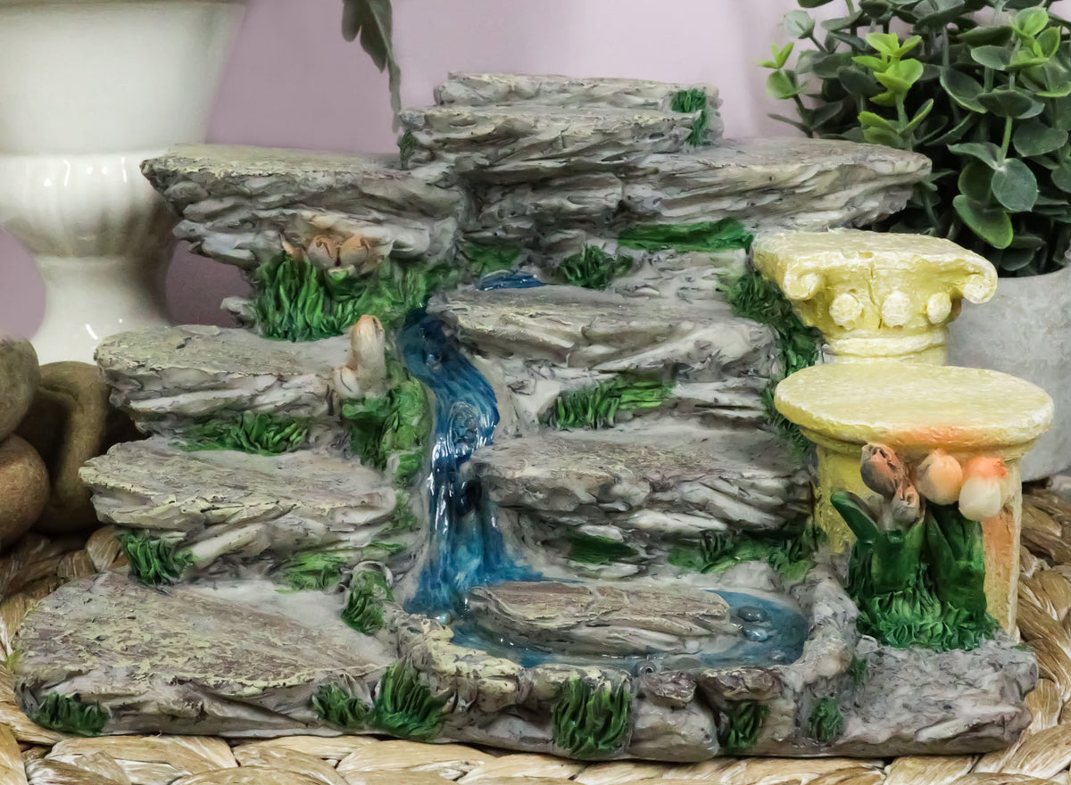Nature Terraced Mountain Waterfall Stream Steps Display Figurine For Miniatures