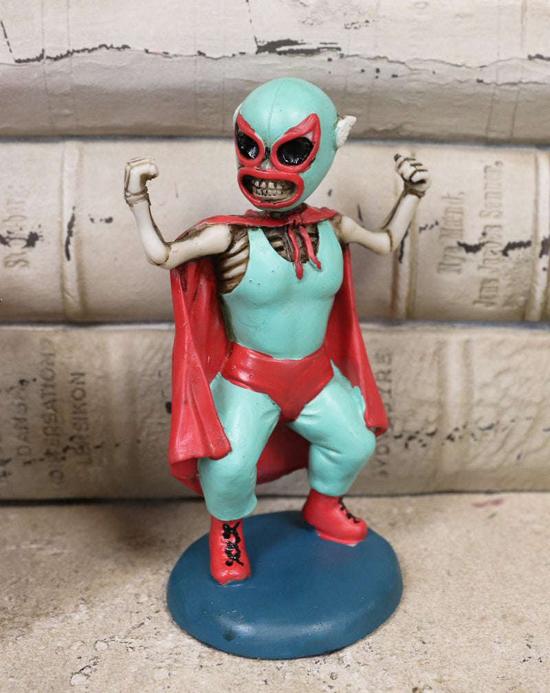 Ebros DOD Luchador Superman Red Cape Skeleton Mexican Wrestler Figurine