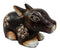 Balinese Wood Handicrafts Crouching Bunny Rabbit With Floral Tattoo Figurine 6"L