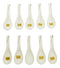 Ebros Pack Of 10 Artistic Textured Speckled White Ceramic Zen Ladle Hook Soup Spoons