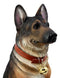 Faithful Collared German Shepherd Guard Dog Large Figurine Holding Sign Statue