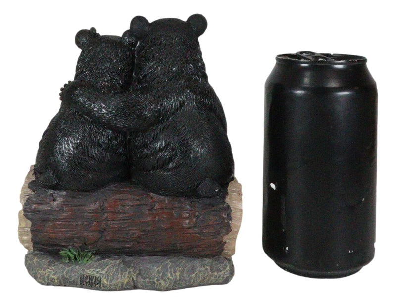 Whimsical Black Bears Couple On Tree Log You're My Happy Place Sign Figurine