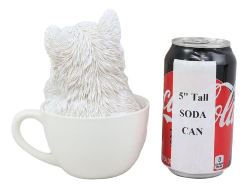 Realistic White Westie Dog in Teacup Statue 6"H Pet Pal West Highland Terrier