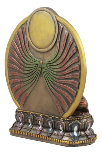 Bodhisattva Shakyamuni Meditating Buddha On Lotus Throne With Fire Sun Disc