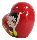 Vintage Red Heart Shaped Love Betty Boop Ceramic Cookie Jar Collectible Figurine