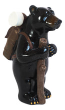 Western Rustic Backpacking Black Bear With Trekking Pole On A Hike Figurine