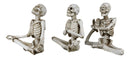 Ebros Set of 3 Whimsical Namaste Meditating Yoga Skeletons Trio Figurines 5.5" Tall