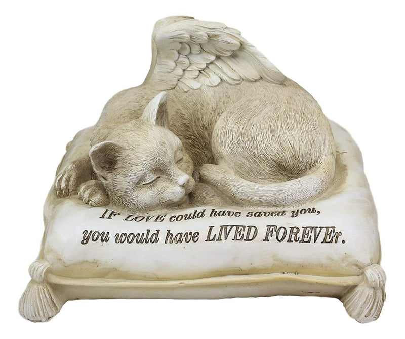 Ebros Heavenly Angel Cat Cremation Urn Small Pet Memorial Statue 8.25" Long