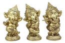 Ebros Set of Three Elephant God Ritual Dancing Music Ganesha Hindu Figurine 6" H
