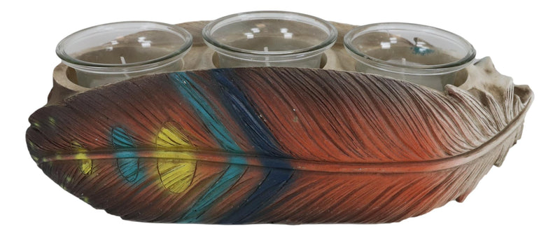 Southwestern Indian Dreamcatcher Feather Trio Tea Light Votive Candle Holder