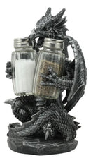 Blackened Spice Medieval Gothic Dragon Salt And Pepper Shakers Set Holder Statue