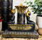 Ebros Ancient Egypt Black and Gold Seated Isis and Osiris Pillar Candle Holder