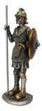 Pewter Medieval Halberdier Knight Guard With Pole Spear And Shield Figurine