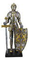 Ebros 21" Tall Large Medieval Royal Knight Guard with Long Sword and Dragon Lion Heraldry Shield Statue Castle Suit of Armor Resin Figurine European Historical Home Decor - Ebros Gift