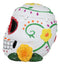 Day of The Dead White Tribal Tattoo Sunflowers Sugar Skull Ashtray Box Figurine