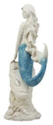 Ebros Ocean Aqua Blue Tailed Mermaid Sitting On Sea Rock Figurine 11.5"H