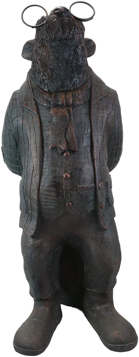 Ebros Gift Large Whimsical Genius Professor Einstein Mole with Glasses Garden Statue 26.25" Tall Resin in Aged Bronze Finish Rustic Fairy Tale Moles Patio Pool Lawn Outdoors Decorative Sculpture