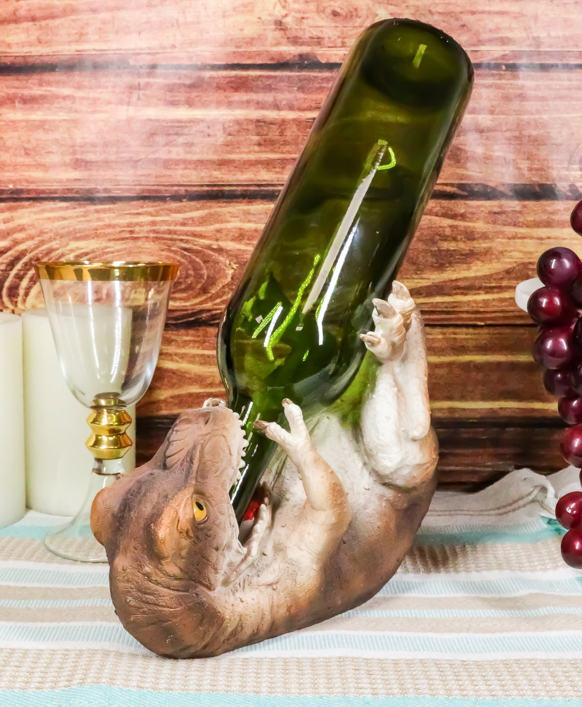 Prehistoric Dinosaur T-Rex Wine Holder 8.5"Long Kitchen Party Hosting Jurassic
