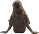 Ebros Gift 16.25" Long Nautical Siren Mermaid Leaning Back Cast Iron Rustic Vintage Finish Shelf Sitter Statue Ocean Goddess Princess Coastal Beach Under The Sea Mermaids Decorative Accent