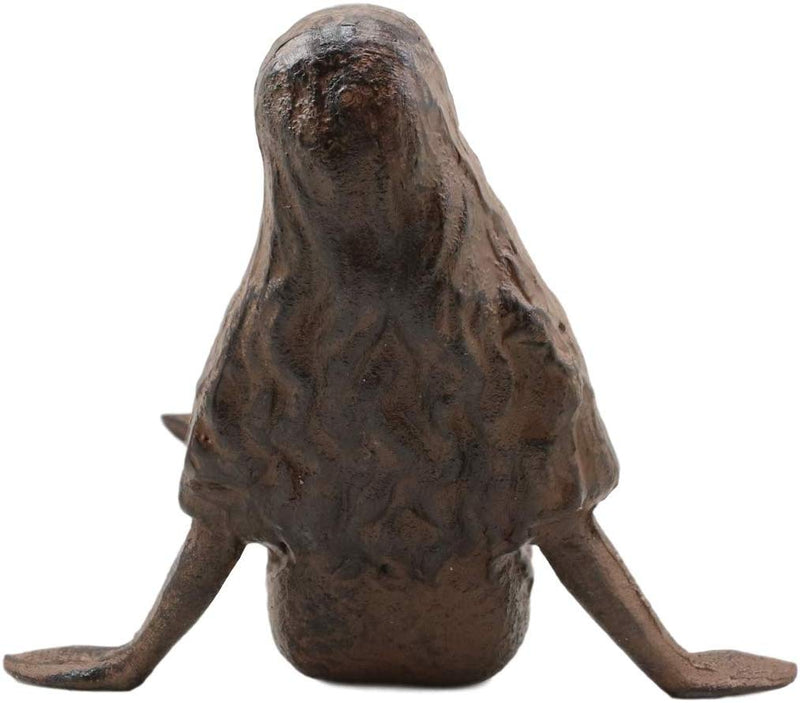 Ebros Gift 16.25" Long Nautical Siren Mermaid Leaning Back Cast Iron Rustic Vintage Finish Shelf Sitter Statue Ocean Goddess Princess Coastal Beach Under The Sea Mermaids Decorative Accent