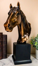 Rustic Western Mustang Horse Stallion Head Bust 14"H Figurine With Trophy Base