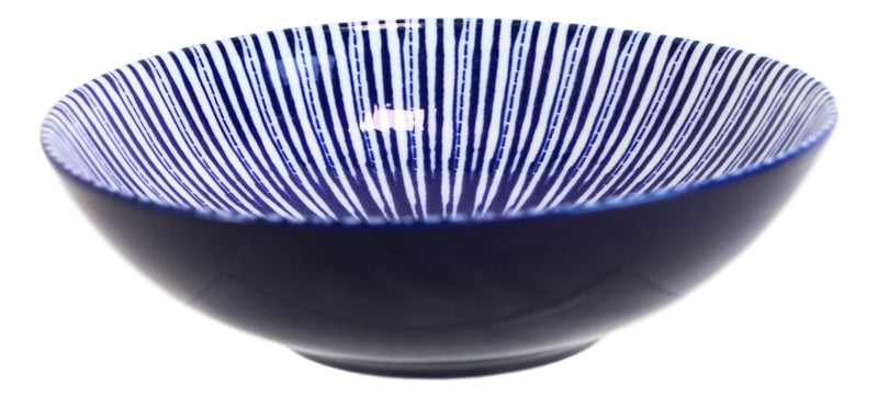 Pack Of 6 Modern White Blue Geometric Focus 12oz Rice Soup Sauce Meal Wide Bowls