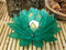 Teal Green Capiz Seashells Lotus Flower Votive Tea Light Candle Holder 8.5"D