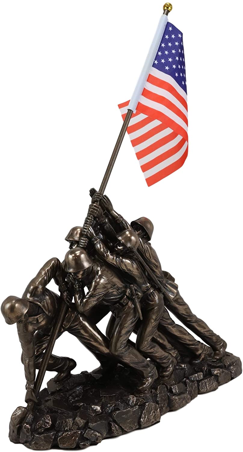 Ebros Iwo Jima 6 Marines Raising USA Flag Memorial Replica 12" Long Figurine - Ebros Gift