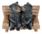 Rustic Whimsical Forest Black Bear Siblings Kissing By Tree Logs Bench Figurine