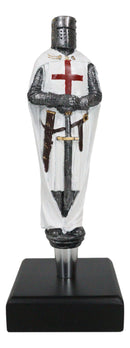 White Cloak Medieval Crusader Knight Swordsman Novelty Beer Tap Handle Figurine