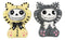 Ebros Furrybones Mao Striped Kittens Voodoo Skeleton Cats Salt And Pepper Shakers Set