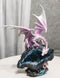 Pink Dragon Guarding Colorful LED Quartz Faux Geode Rock Crystal Cove Figurine