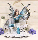 Ebros Gift Large Snowcap Winter Huntress Fairy With Bow and Arrow By Alpha Wolf Fenrir Figurine 18"H